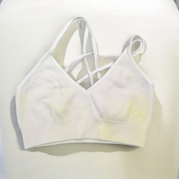 Aerie White and yellow Ribbed Women's Bralette pastel M - Picture 1 of 5